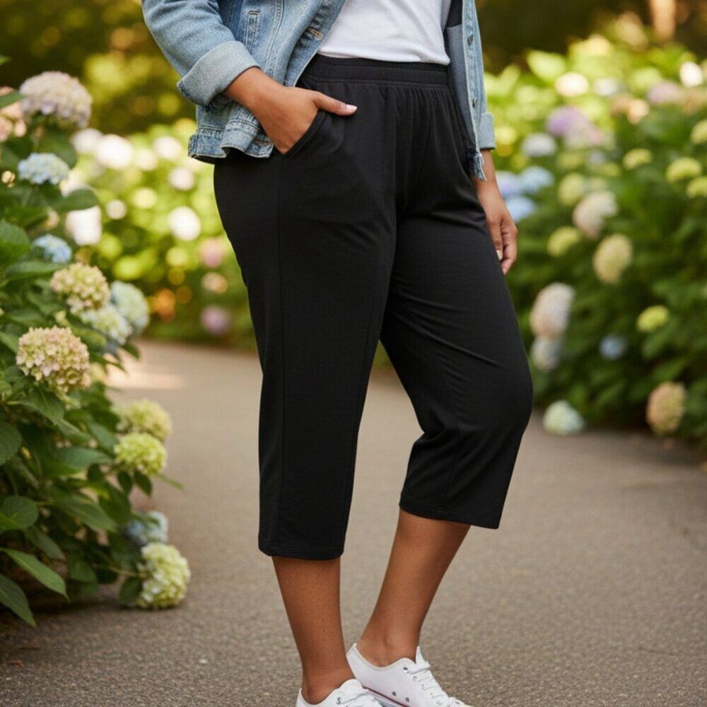 Jessica Simpson XXL Black Capri Leggings NWT Plus Size Yoga Pants Workout Stretc